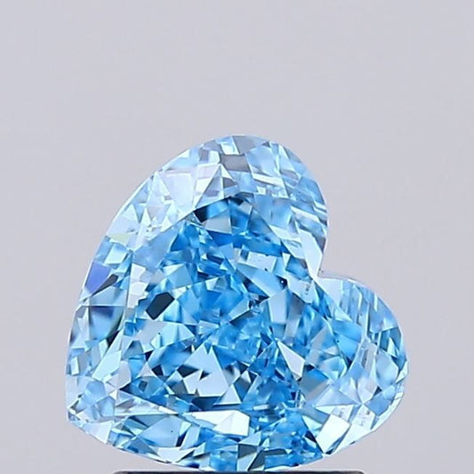 Lab-Grown Heart Diamond - 1.57 Carats, Fancy Vivid Blue Color, VS1 Clarity - Certified by IGI - Report Number: LG689507087