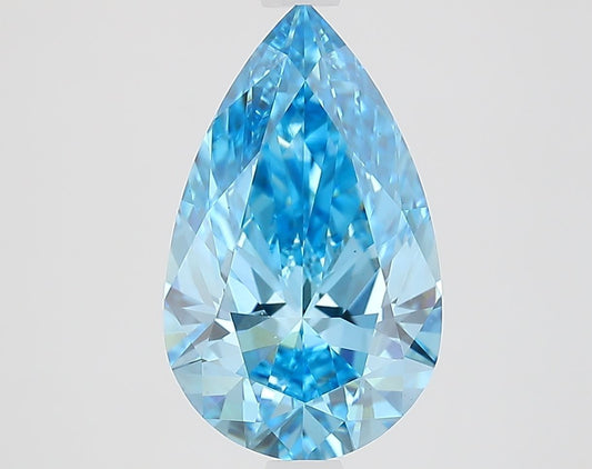 Lab-Grown Pear Diamond - 2.51 Carats, Fancy Vivid Blue Color, VS1 Clarity - Certified by IGI - Report Number: LG690508675