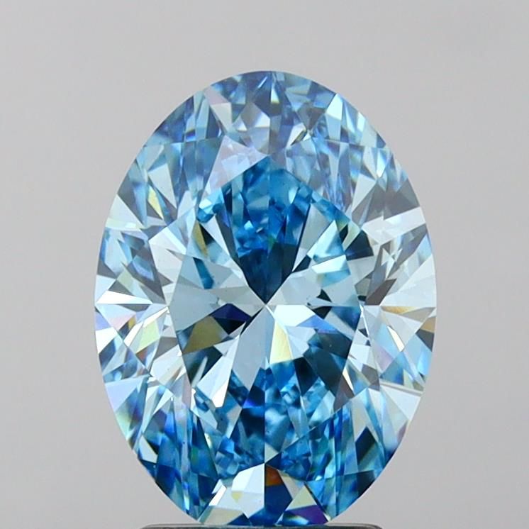 Lab-Grown Oval Diamond - 3.0 Carats, Fancy Vivid Blue Color, VS1 Clarity - Certified by IGI - Report Number: 625492042