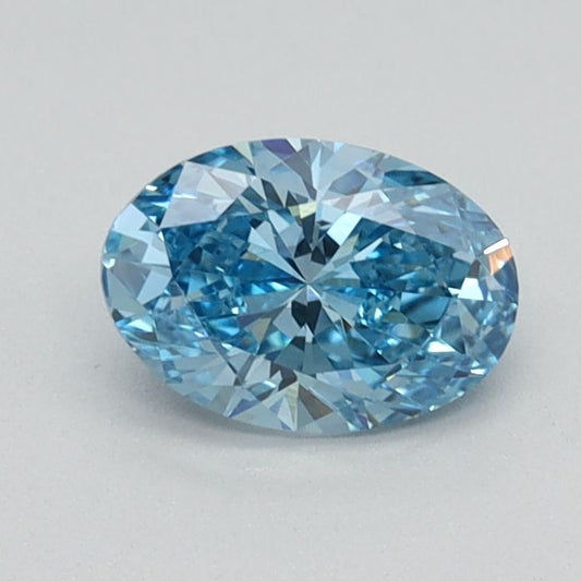 Lab-Grown Oval Diamond - 0.47 Carats, Fancy Vivid Blue Color, VVS2 Clarity - Certified by IGI - Report Number: LG584356899