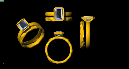 Bague diamants de laboratoire sertis clos + alliance ondulée – Or jaune 14 carats (taille 8,5)