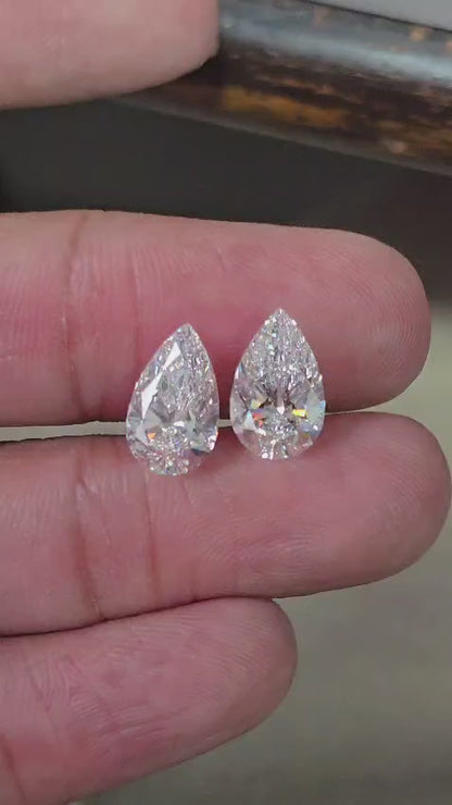 4.03ct Total Weight Pear Lab-Grown Diamond Drop Earrings in 14K Yellow Gold with White Gold Prongs