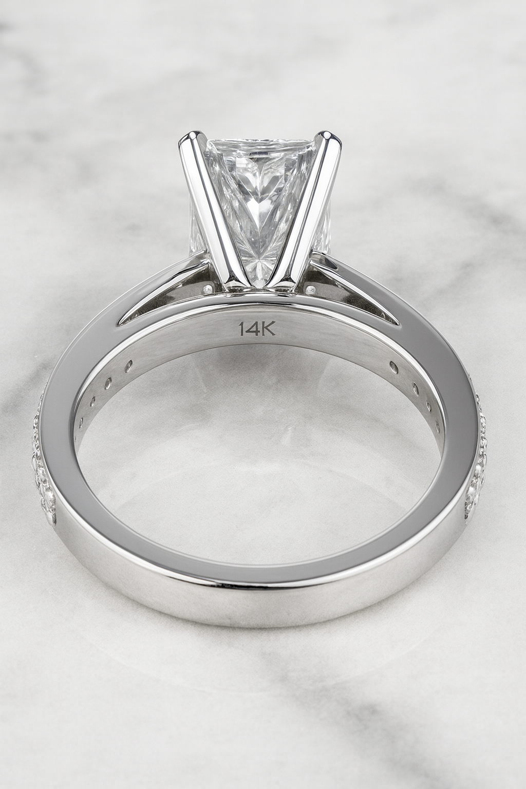 Lab Grown Radiant Attier 14K White Gold (Size: 6.5) (2.74 CTW)