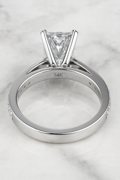 Lab Grown Radiant Attier 14K White Gold (Size: 6.5) (2.74 CTW)