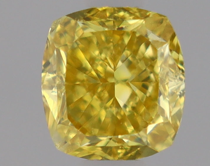 Natural Mined CUSHION Diamond - 0.51 Carats, Fancy Vivid  Yellow Color, VS2 Clarity - Timeless Beauty and Exceptional Brilliance - GIA Certified