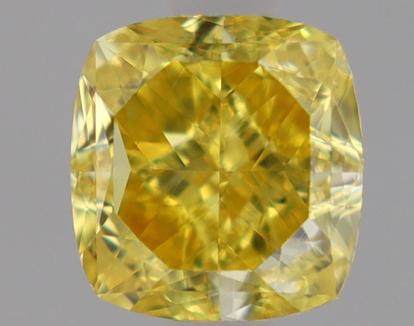 Natural Mined CUSHION Diamond - 0.81 Carats, Fancy Intense  Yellow Color, VS1 Clarity - Timeless Beauty and Exceptional Brilliance - GIA Certified