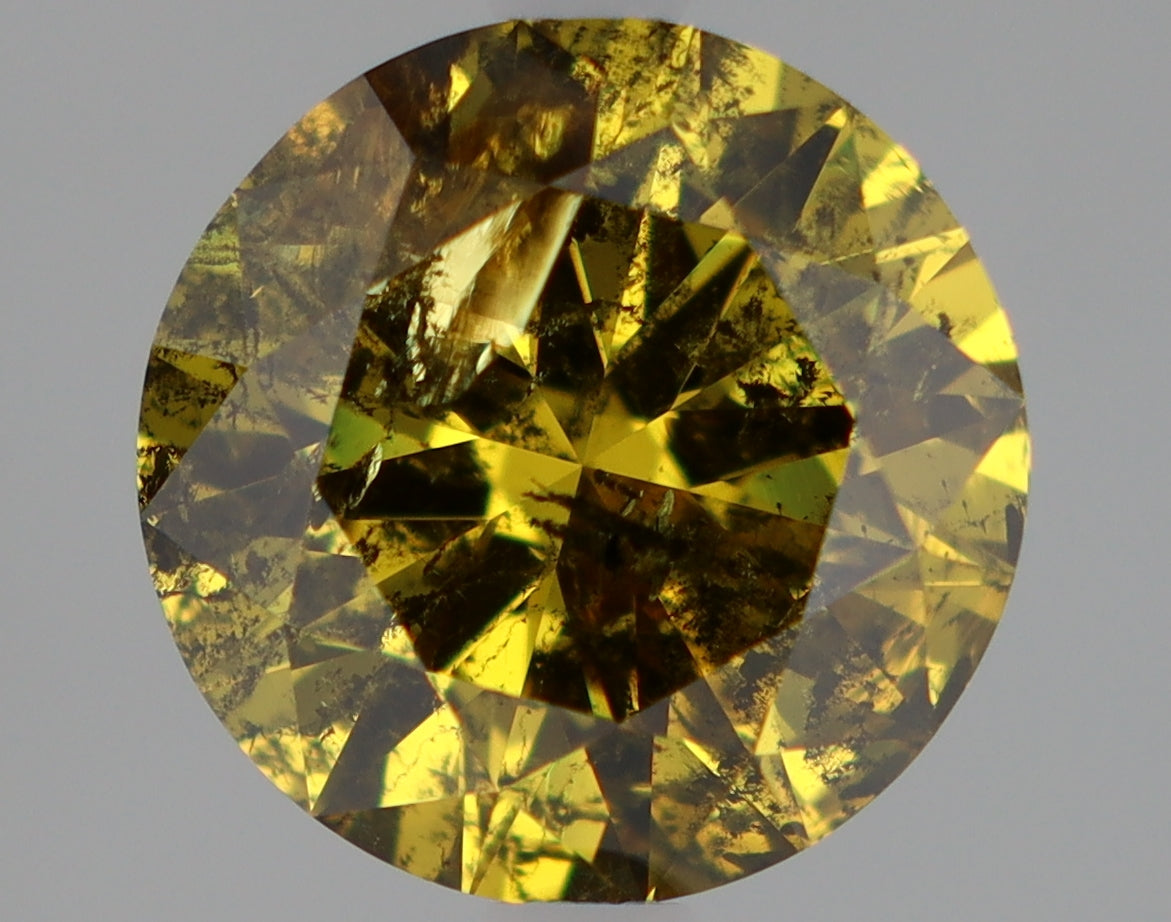 Natural Mined Round Diamond - 2.0 Carats, Fancy Yellow Color, I2 Clarity - Timeless Beauty and Exceptional Brilliance - Non-Certified
