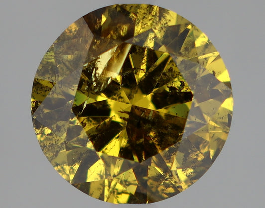 Natural Mined Round Diamond - 2.0 Carats, Fancy Yellow Color, I2 Clarity - Timeless Beauty and Exceptional Brilliance - Non-Certified